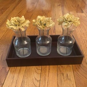 3 Bud Vases with Wooden Valet Tray